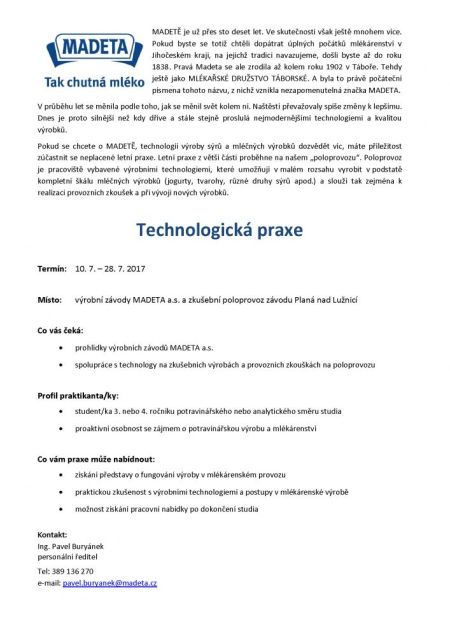 Praxe technolog